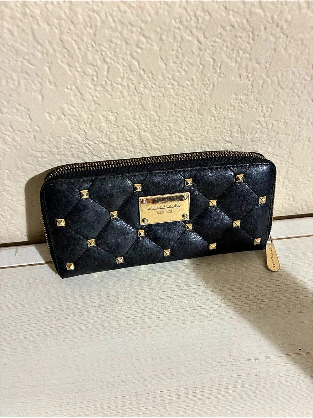 Michael Kors Studded Quilted Wallet in Black